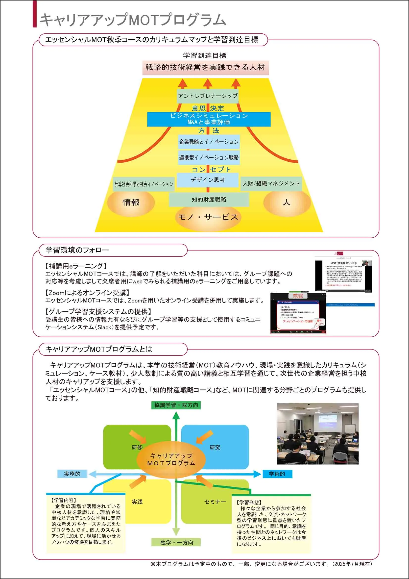 キャリアアップMOT「エッセンシャルMOT秋季コース(2025年度)」受講生募集のご案内3