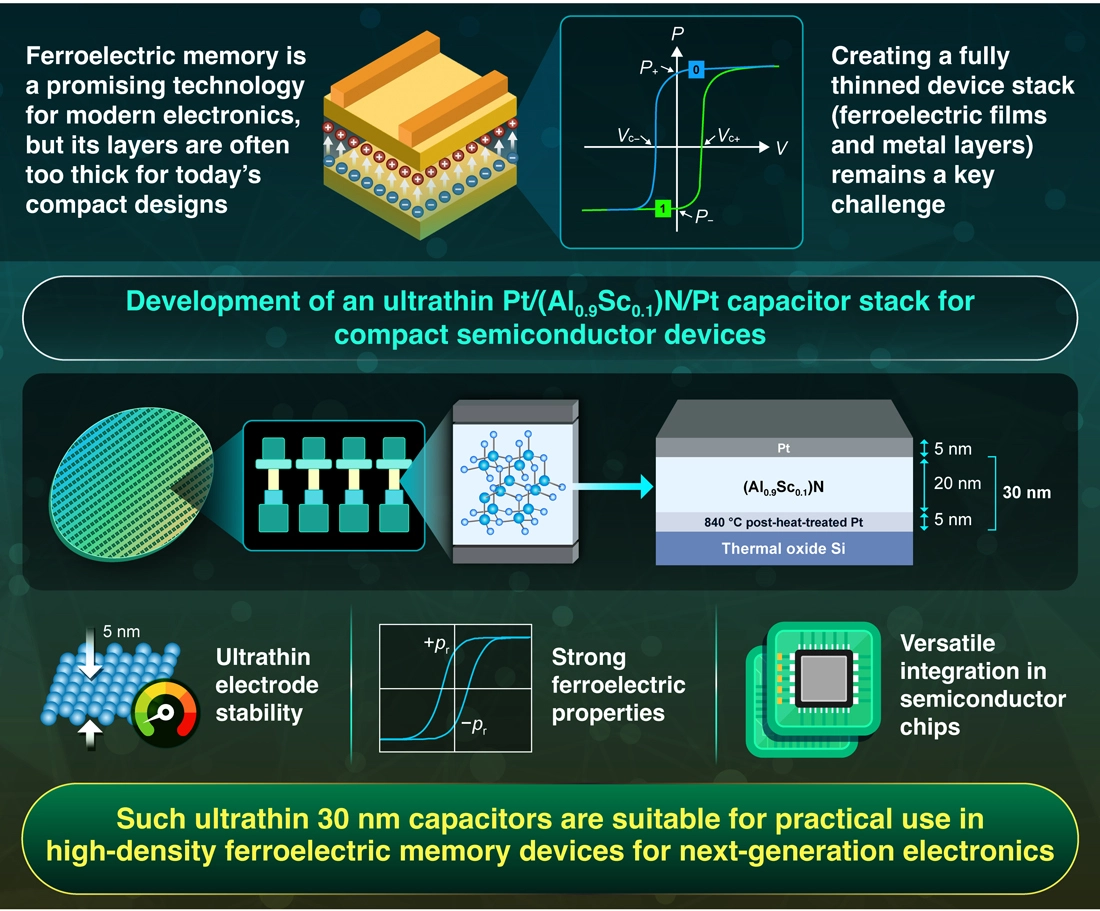Ultrathin ferroelectric capacitors for next-generation memory devices