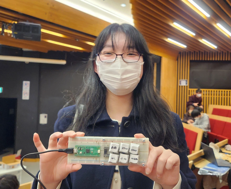 Participants with their completed mini-keyboards